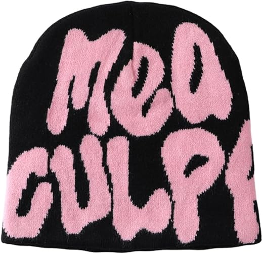 YUERFEILA Y2K Beanies Spider Web Pattern Beanie Wool Knit Skull Cap Winter Streetwear Outdoor Hats for Women Man Teenagers