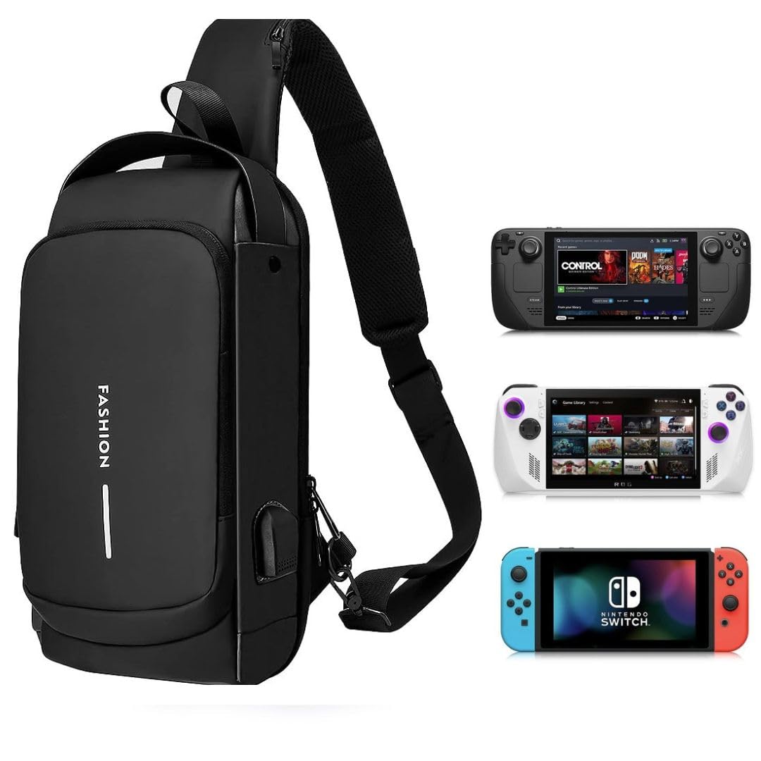 TMG Crossbody Sling Bag for Steam Deck|Nintendo Switch OLED Console|iPad,Waterproof Chest Daypack with USB Charging, Shoulder Backpack for Men|Women (Brown) (B0CGMBJRDD) Amazon Price History, Amazon Price Tracker
