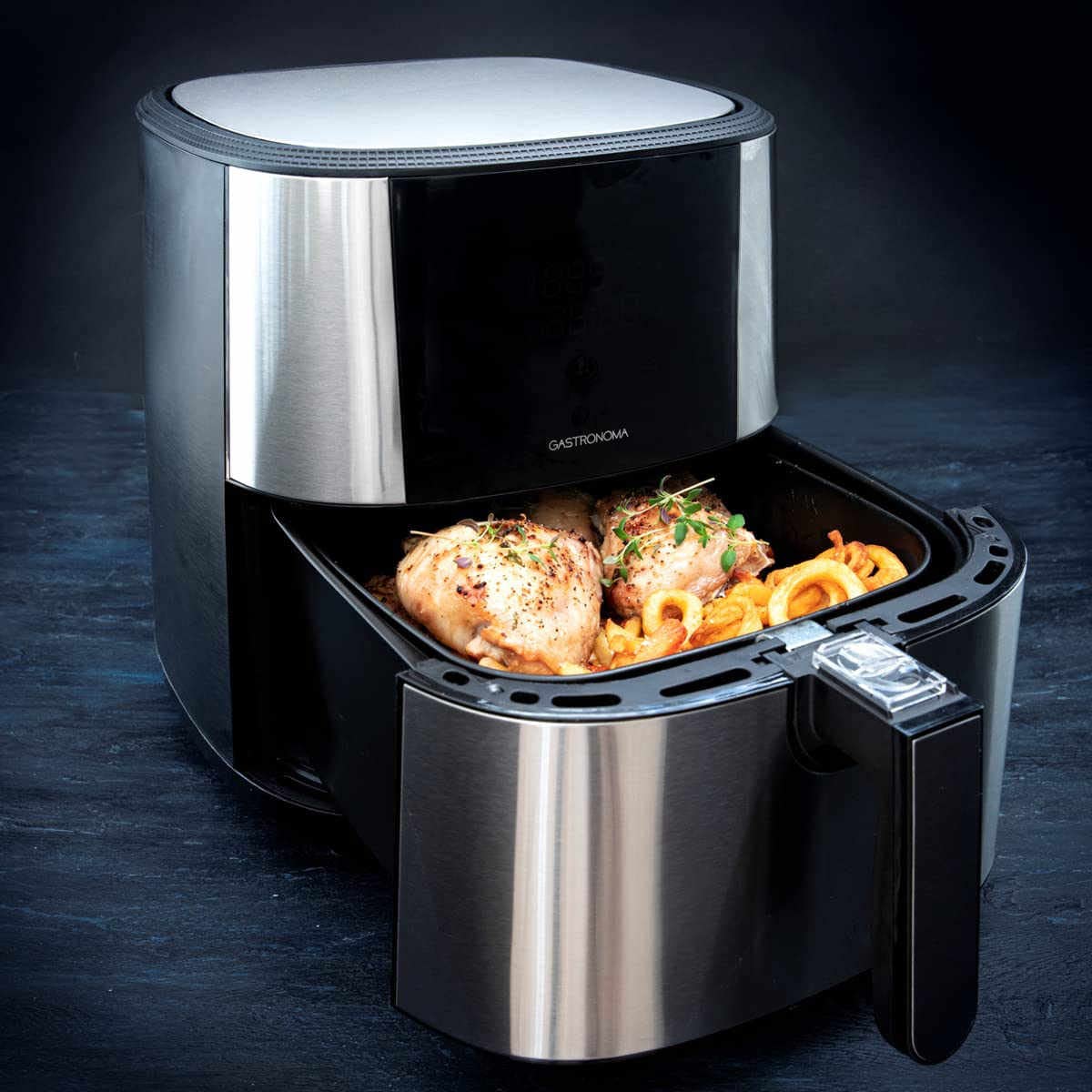 Gastronoma Airfryer - Freidora de aire caliente 1800 W - Air Fryer 6 L - Freidora de aire caliente - Air Fryer XXL - Freidoras - Negro/Acero Inoxidable
