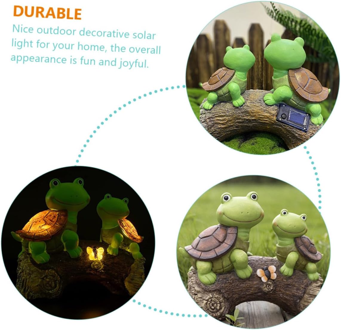 Toyvian Solar Garden Turtle Lamp Outdoor Decorative Light Turtle Figurine for Decor