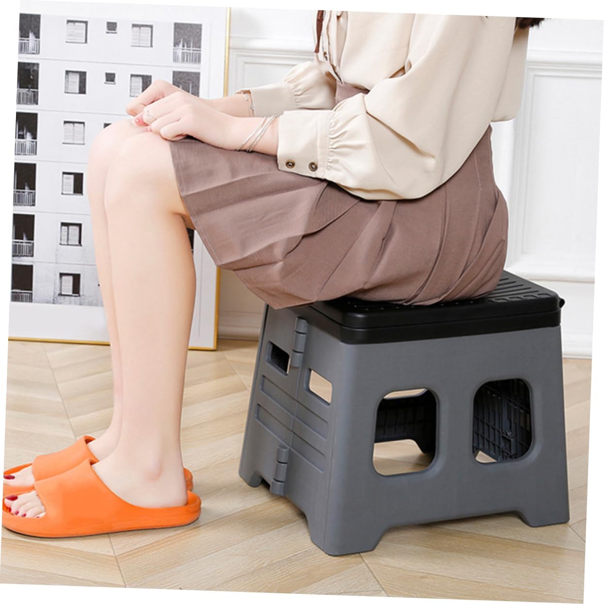 Garneck Portable Folding Toilet for Camping Outdoor Travel Potty Lid Compact Emergency Toilet for Adults Car Storage Container for Road Trips