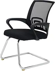 Cadeira De Escritório Com Base Fixa Cadeiras Inc, Tela Mesh Respirável, Suporta até 120kgs, Base Cromada Anti-Risco, Ergonômica Preta