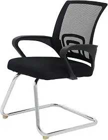 Cadeira De Escritório Com Base Fixa Cadeiras Inc, Tela Mesh Respirável, Suporta até 120kgs, Base Cromada Anti-Risco, Ergonômica Preta