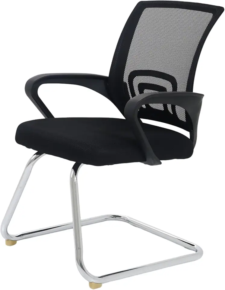 Cadeira De Escritório Com Base Fixa Cadeiras Inc, Tela Mesh Respirável, Suporta até 120kgs, Base Cromada Anti-Risco, Ergonômica Preta