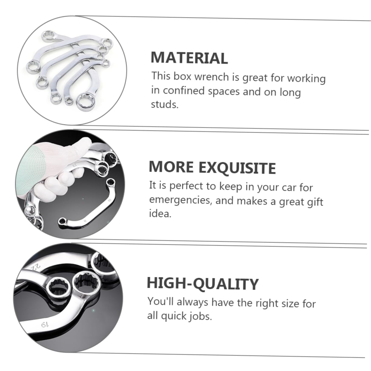 SHINEOFI Coffret de 5 Clés à Douille Multifonction en Acier Chrome-vanadium Argenté Résistantes et Traitées Thermiquement pour Usage Professionnel