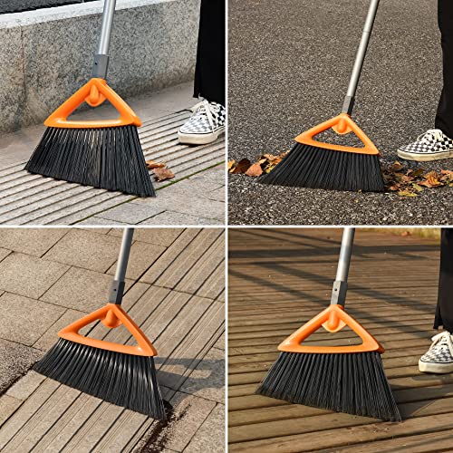 Cleanhome Outdoor Broom For Sweeping With 2 Heads, Commercial Household Heavy-Duty Long Handle Deck Broom, Indoor Kitchen Broom For Garage Courtyard Lobby Sidewalks Office Home School #TOP3