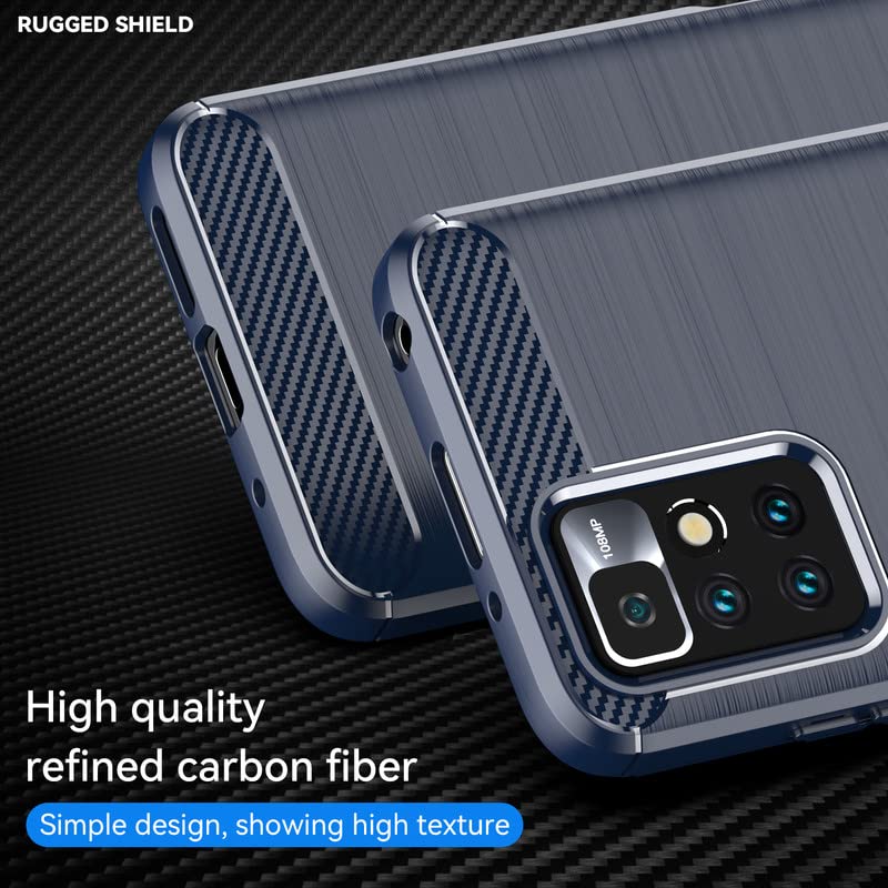 Image of Hybrid Carbon Fiber Back Case for Mi Redmi 10 Prime (Blue)