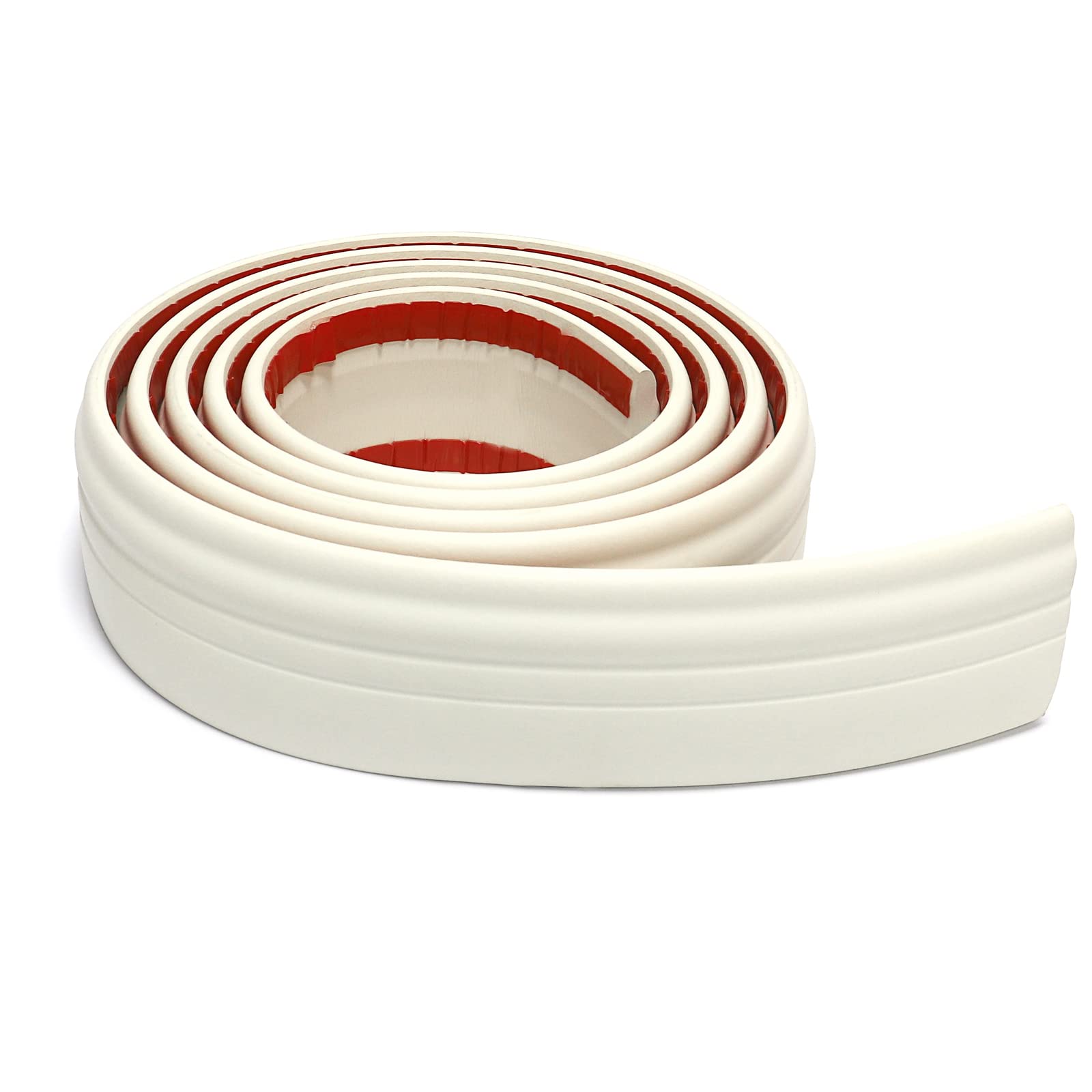 COUKIU Flexible Wall Base Moulding Trim, Peel and Stick Rubber Baseboard Molding, 3 Inch x 16.4 Feet Self-Adhesive Vinyl Wall Base Cove Base (Creamy White)