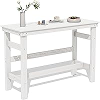 SERWALL 41" HDPE Outdoor Bar Table - All-Weather Patio Counter Height Table for Garden, Backyard, Poolside, White