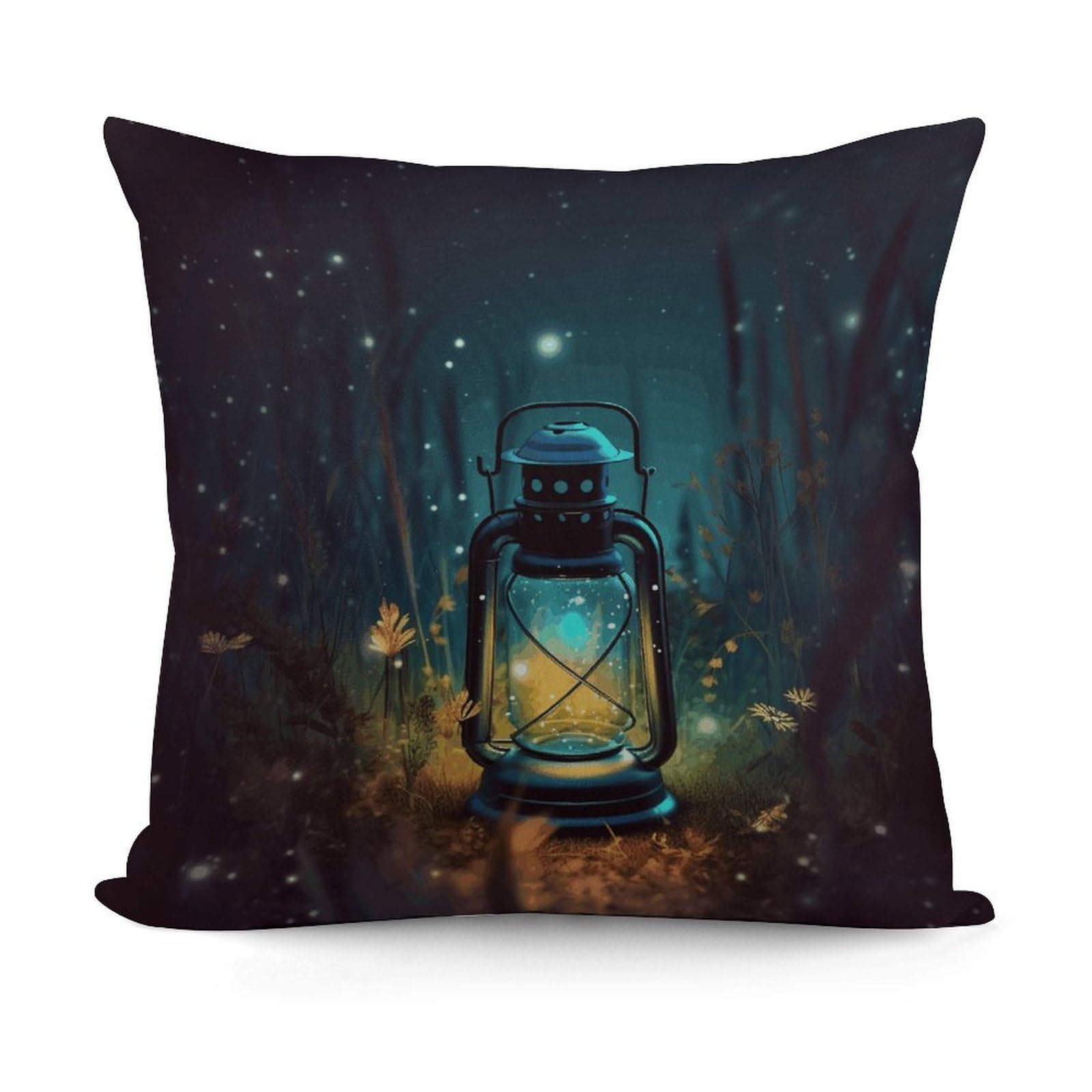 VstaDank Fireflies and Lantern Throw Pillow Covers Fade-Resistant Plush Pillow Case Cozy Square Cushion Case Removable Pillowcase Exquisite Pillow Shams Soft Pillow Protector 18"x18"