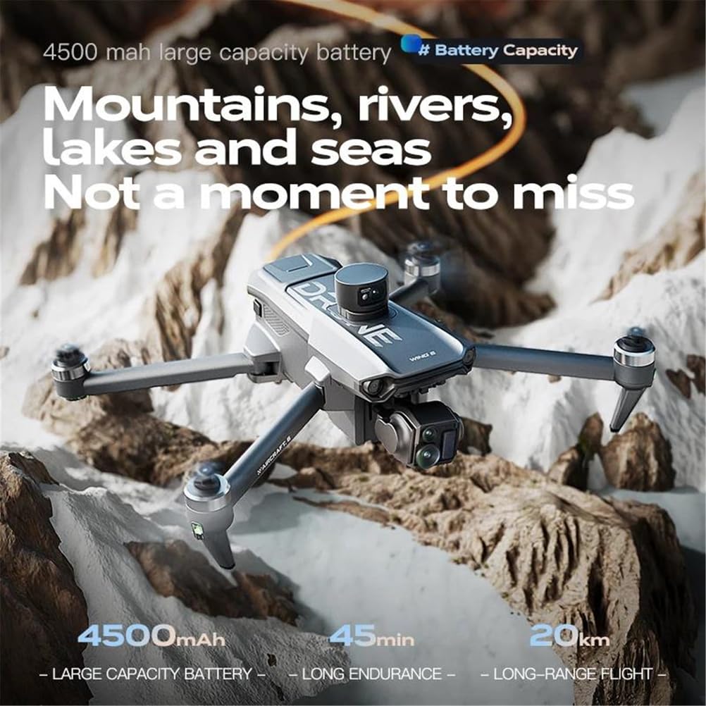 Triple battery,dron yi6 max 6000m lcd sc gps 4k z podwójną kamerą 6g wi-fi fpv z 3-osiowym gimbalem, profesjonalnym dronem rc z funkcją omijania przeszkód