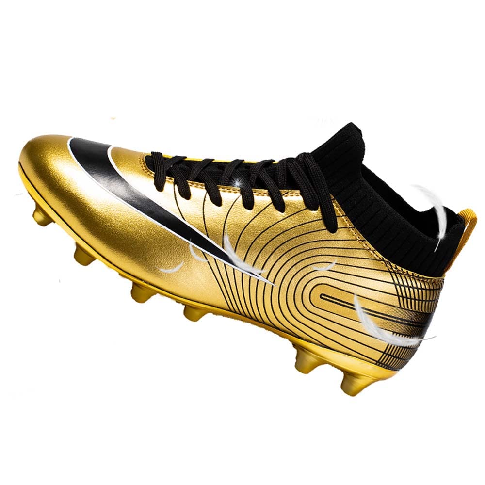 HESBITEULgold Athletic Football Sneaker Comfortable Adults Soccer Shoes  Spike Cleats Sneaker Comfortable for Unisex Outdoor Indoor Competition