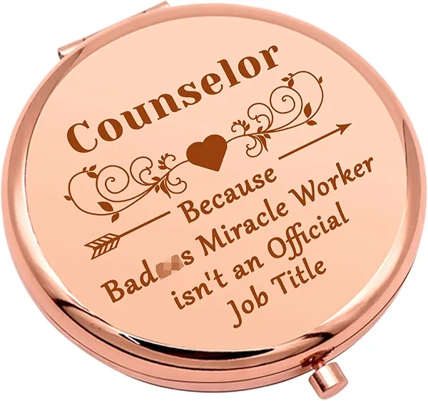School Counselor Appreciation Gift Counselor Gifts for Women Compact Makeup Mirror for Teacher Counselors Thank You Gifts Folding Makeup Mirror Retirement Christmas Birthday Gift