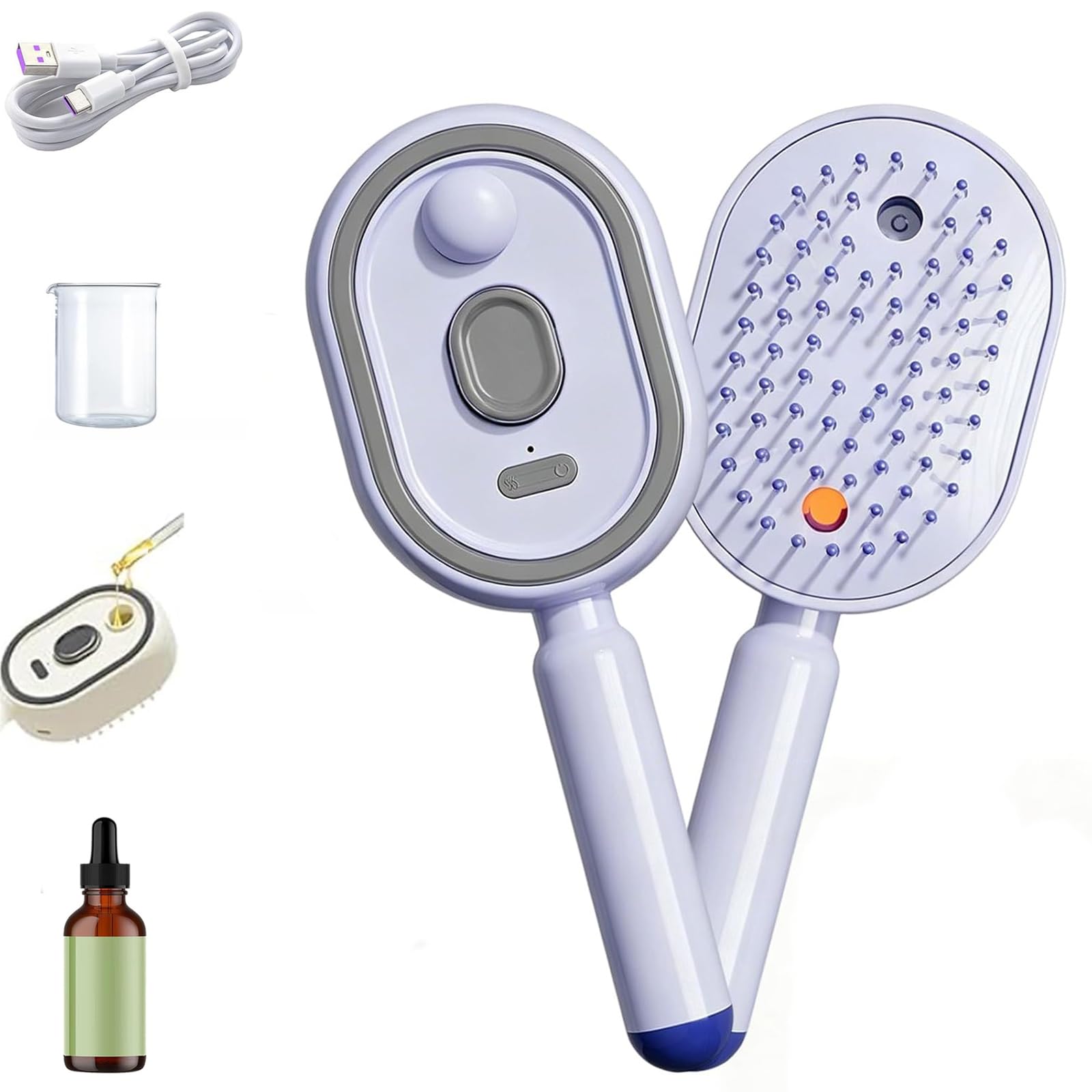 Electric Spray Air Cushion Massage Comb,3-in-1 Self Cleaning Cordless Anti-Static Detangling Comb Air Cushion Massage,for Wet Dry Hair and Home Spa Treatment (C)