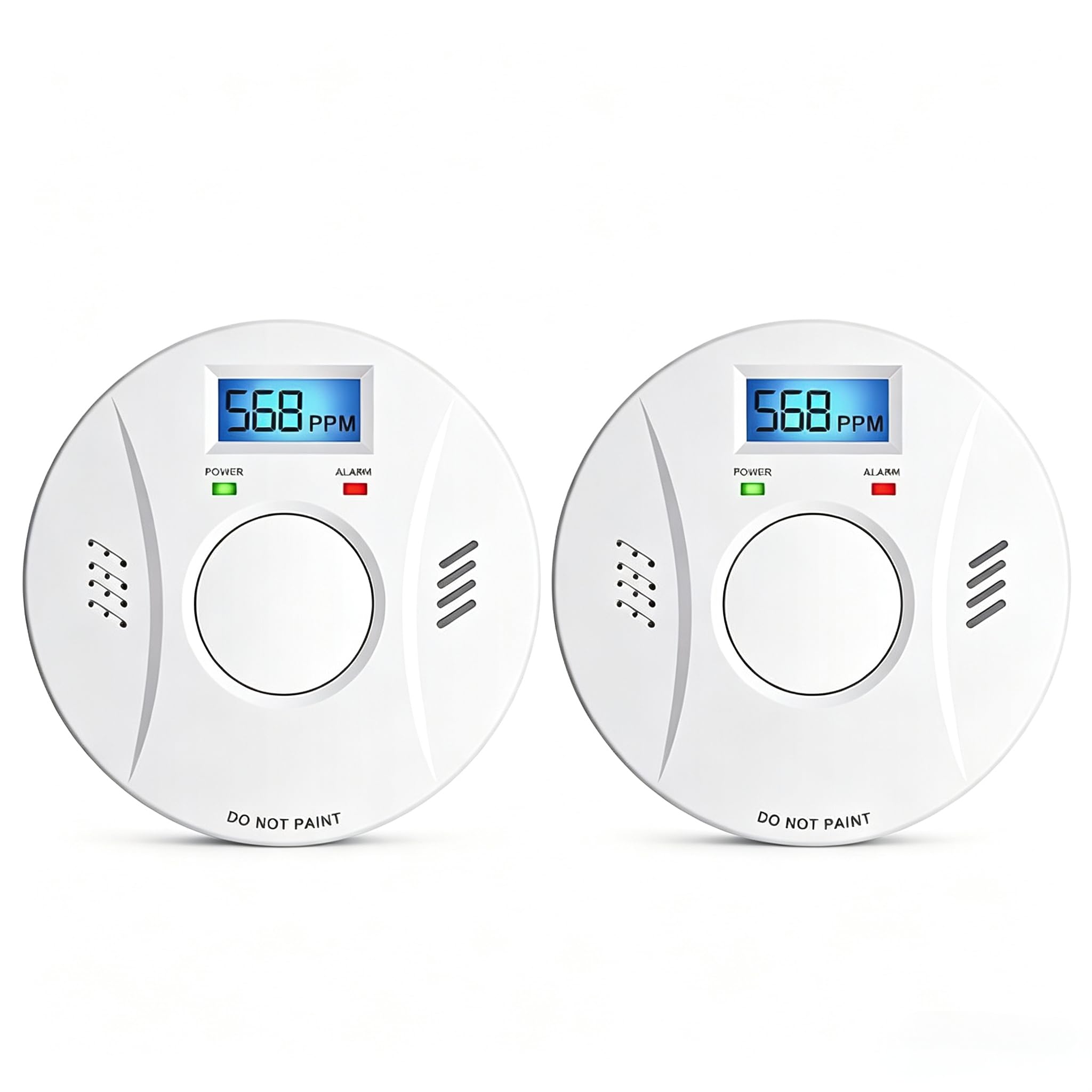 2 Packs Smoke and Carbon Monoxide Alarm, 85dB Loud Smoke Alarm and Carbon Monoxide Detector with Replaceable Battery & Digital LCD Display, Smoke and CO Detector for Home, Office, Garage