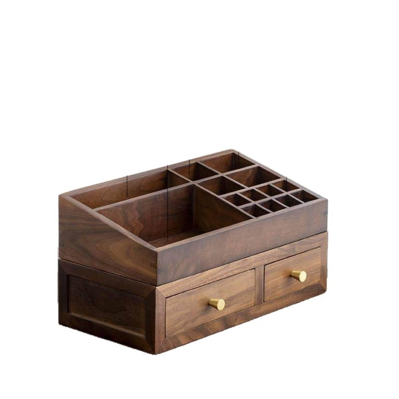 Armario de Cosméticos Organizador Caja Tocador Cajón Madera Latón con Compartimentos y Diseño Compacto Adecuado para Dormitorio Tocador Oficina