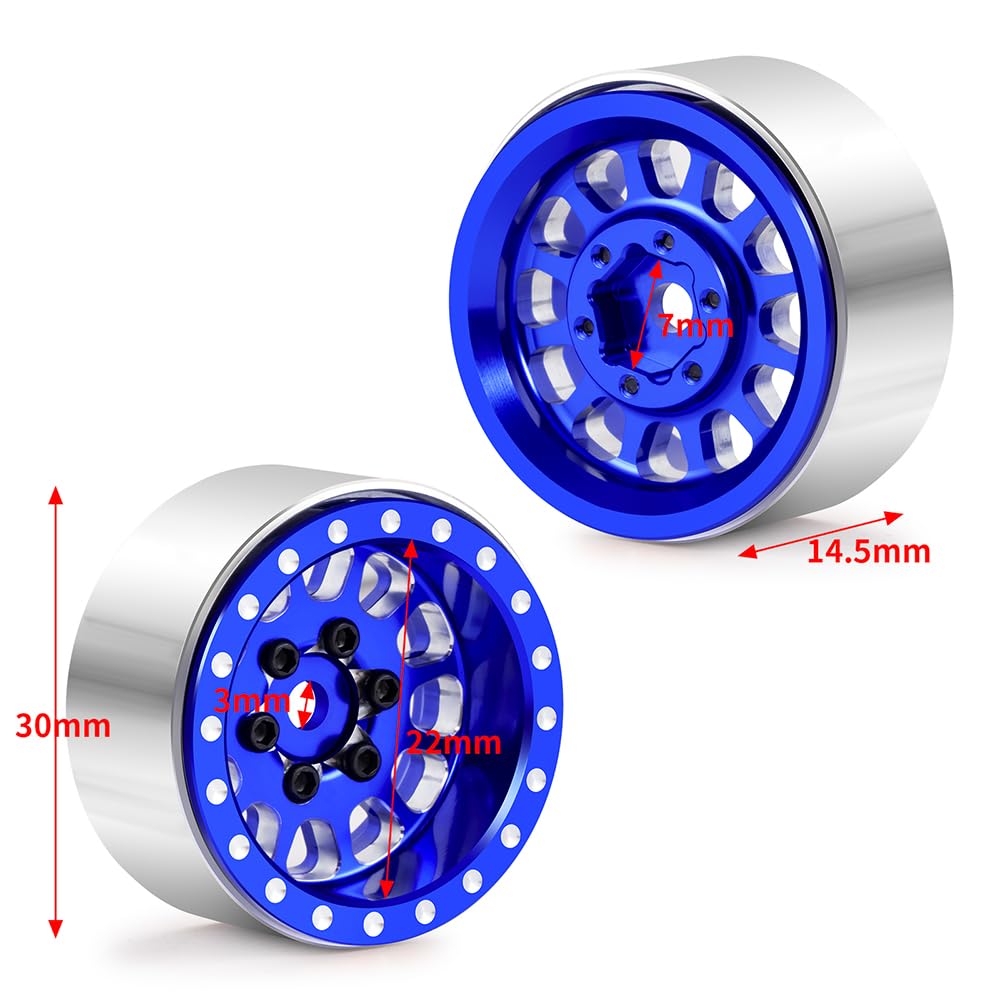 OGRC Lot de 4 jantes 1.0 Beadlock 1.0 en caoutchouc souple pour Axial SCX24 Gladiator Bronco C10 JLU Deadbolt RC Crawler - Lot de 4 pièces de mise à niveau (noir