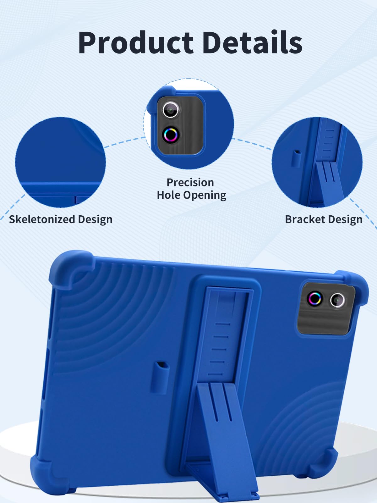 Soft Silicone Shockproof Case Kids With Kickstand For Tuotatop X13/Aiprotable K10 10 Inch/Odea A10/ZOFYWNAS A10 10 Inch/Lville LVEC10 10.1 Inch/UGRIHACH UG-C10/DEERTiME E15 Android 14 Tablet (Blue