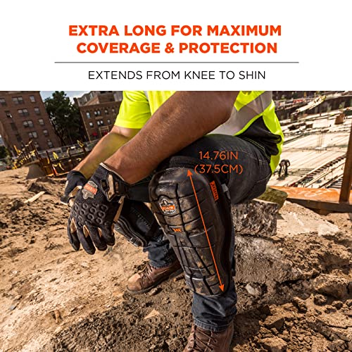 Image of Ergodyne - 18442 ProFlex 342 Professional Knee Pads, Protective Extra Long Cap, Injected Gel Padded Technology, Adjustable Straps, Black