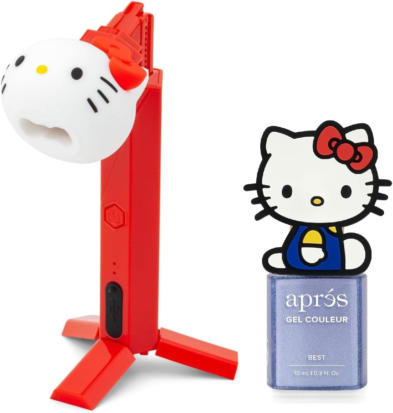 APRÉS x Hello Kitty® Omni Light and Flash Glitter Gel Color Bundle | Includes Gel-X UV LED Nail Lamp & Hello Kitty® Flash Glitter Gel Color Nail Polish (Best, 10ml)