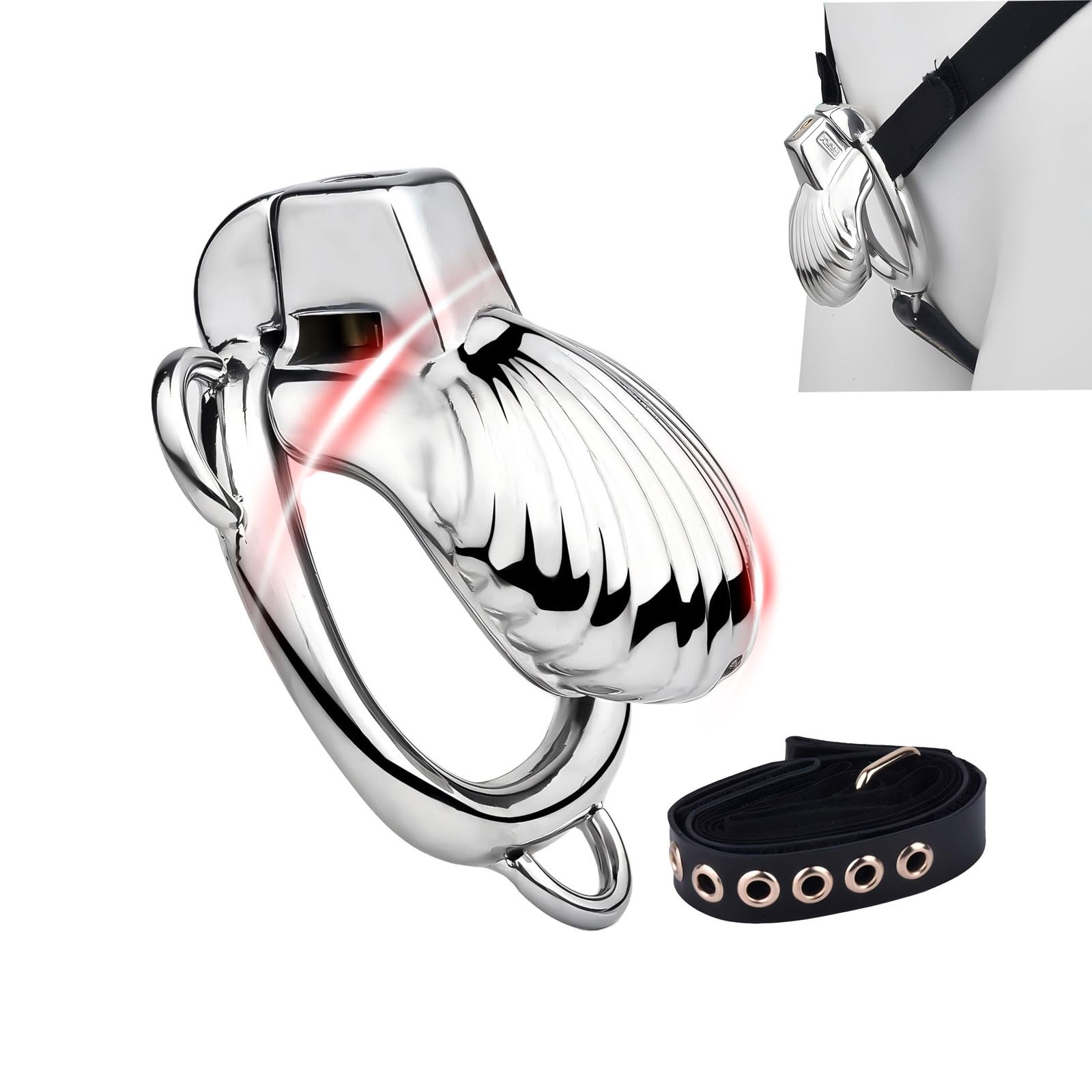 Sex Toýs Homme Cage de Chasteté en Métal Cage Chastetée Masculine avec Serrure Invisible et Ceinture Ceintures de Chasteté Utilisées pour Retenir Les Pénis Des Hommes (Silver,45mm)