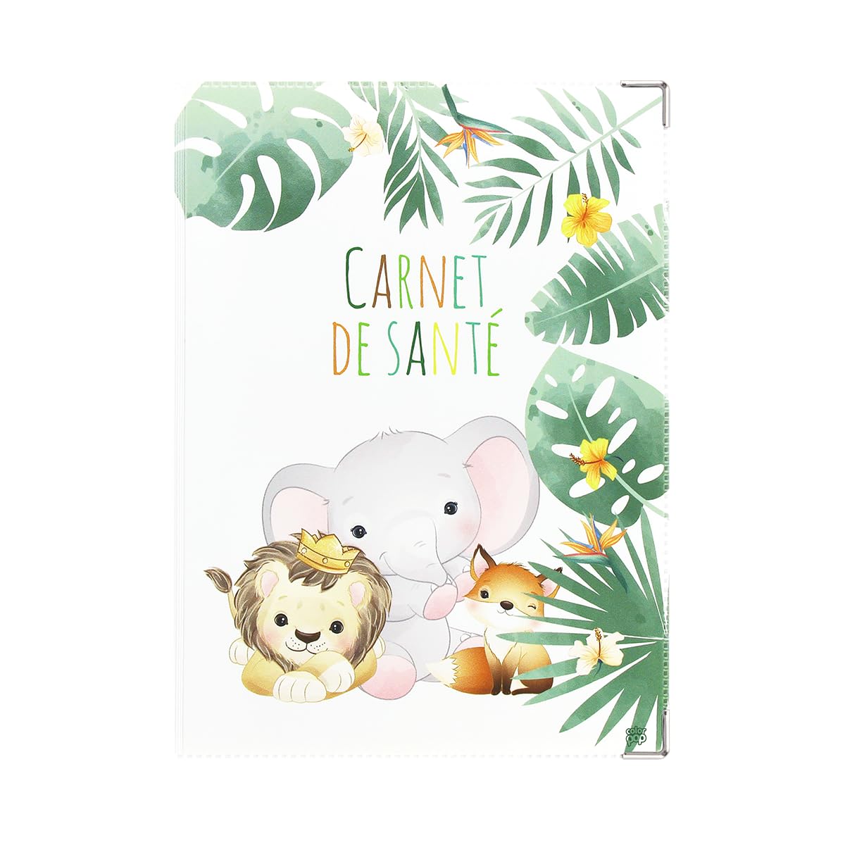 Color Pop Protège carnet de santé enfant – Fabrication Française – pvc imprimé – Pour carnet de santé, ordonnance- 22 x 16 cm (Imprime safari) - 1