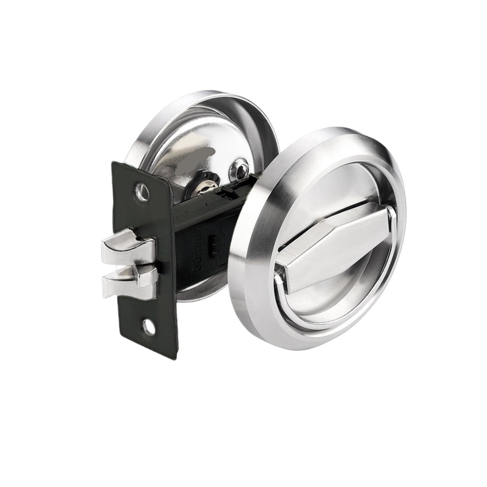 Yxinaer Silvery-D Round Recessed Door Lock Stainless Steel Pull Ring Invisible Lock