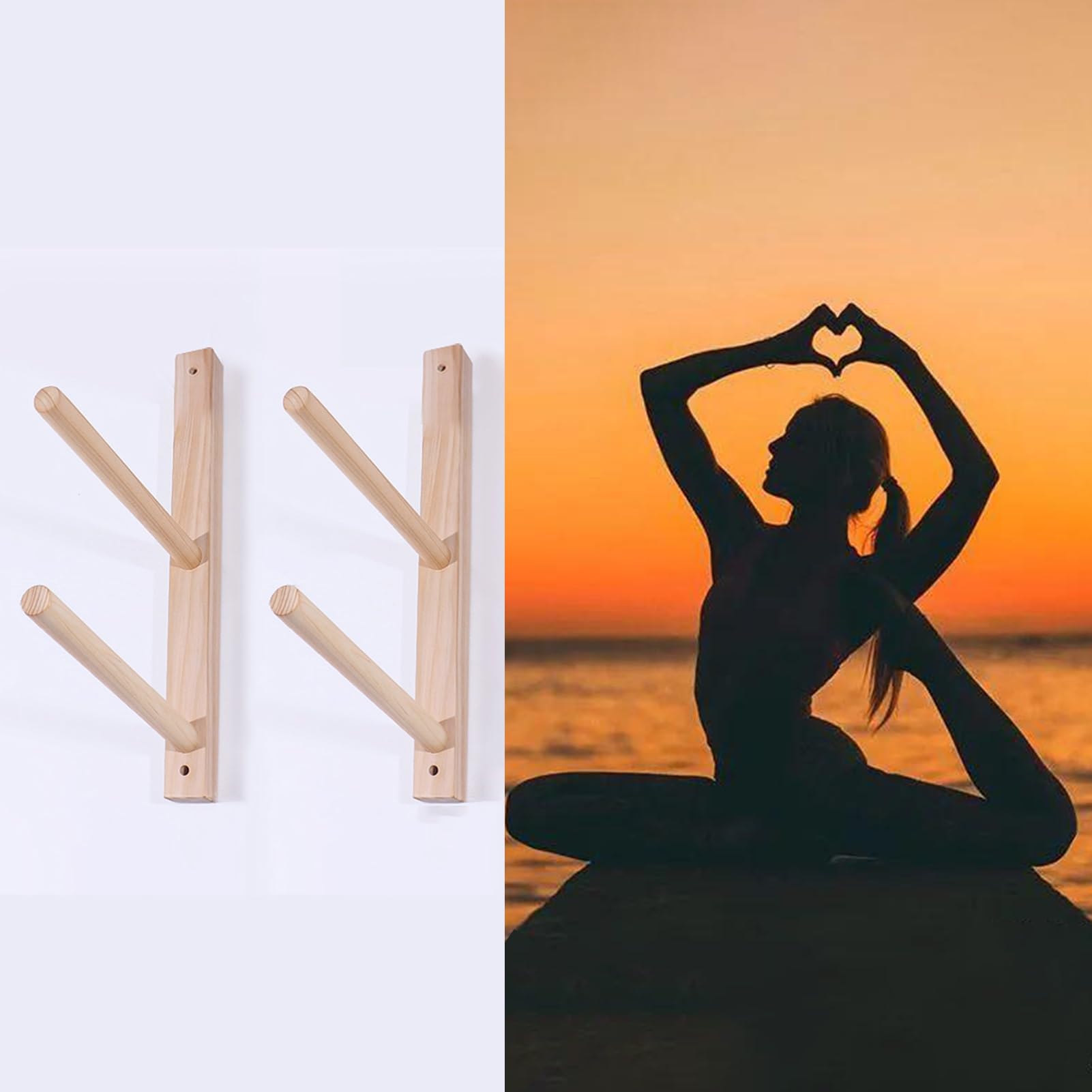 Soporte para esterilla de yoga, organizador de almacenamiento montado en la pared para 2 esterillas, estante de 4 capas, equipo de gimnasio en casa que ahorra espacio, ideal para entusiastas del yoga