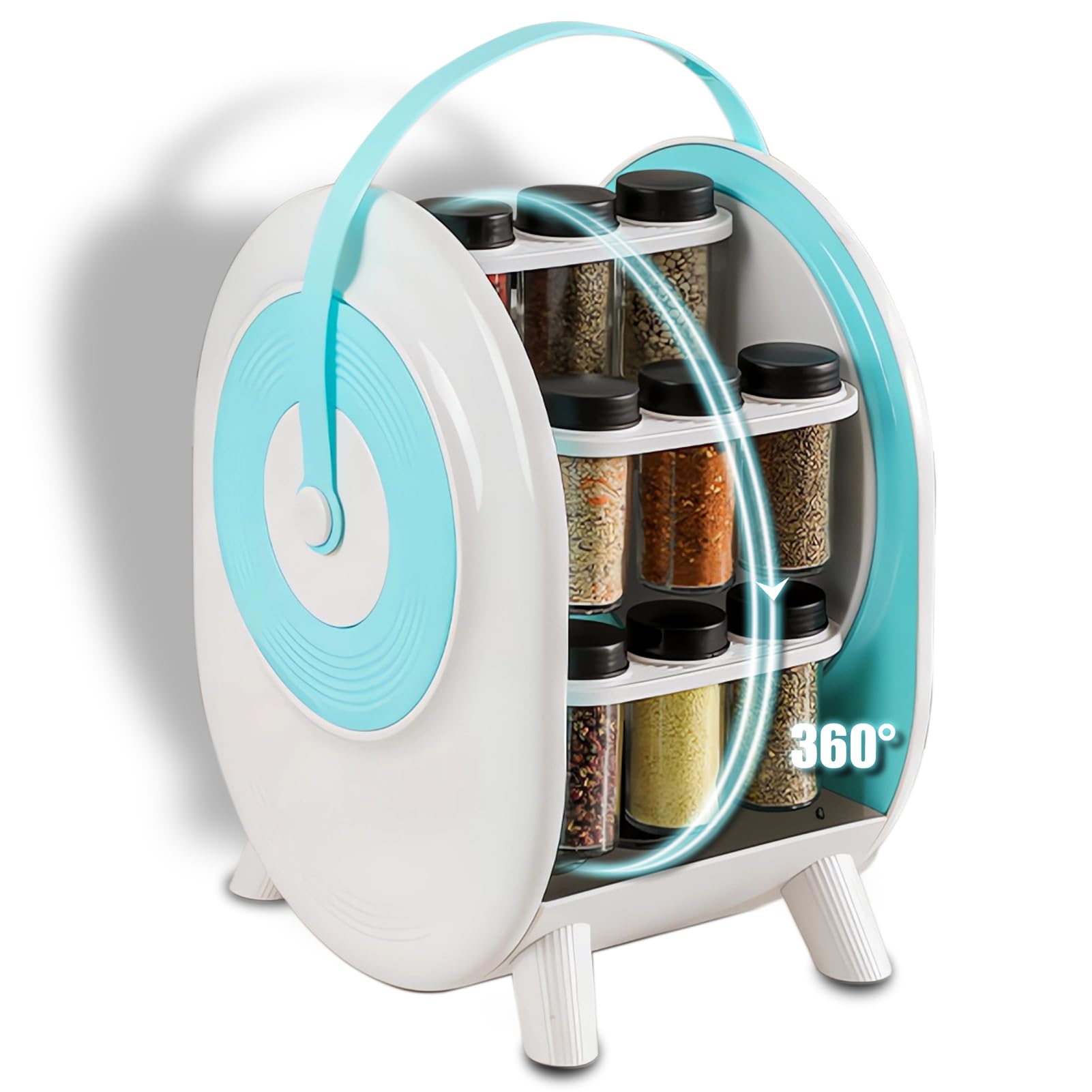 Especieros para Cocina,Especiero Giratorio de 360°,18 Botes