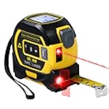 Laser Tape Measure 3-in-1 with Large LCD Display | Digital Laser Measurement Tool in/ft/m Scales up to 131ft/40M with calculations | Tape Measure 16ft/5M and Cross Line Laser Yellow