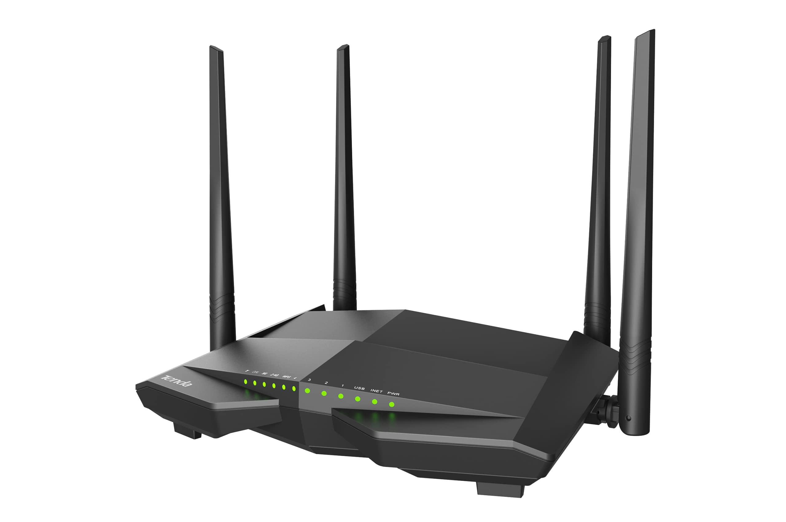 Tenda V12 modem router VDSL/ADSL Dual-Band Router (AC1200 300 Mbit/s przy 2,4 GHz + 867 Mbit/s przy 5 GHz, 3 x Gigabit LAN + 1 x Gigabit WAN) wiązanie, obsługuje VPN/IPTV/IPv6/WPS