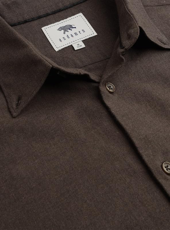 Image of Andamen Men Premium Button-Down Collar Solid Cotton Casual Shirt Navy
