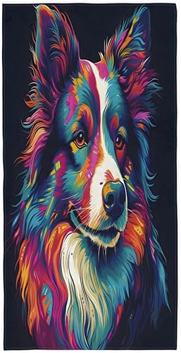 Miniatura 8 de Toalla de baño para niños, piscina, playa, 30 x 60 pulgadas, Border Collie, toalla de playa de microfibra de secado rápido para perro, toalla ligera