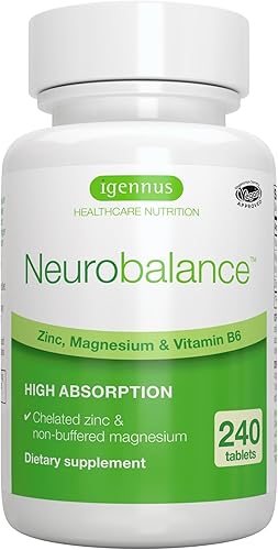 Neurobalance, Suplemento B6 de magnesio de zinc de alta absorción, cerebro, inmune, sueño y recuperación muscular, picolinato de zinc quelado de 24