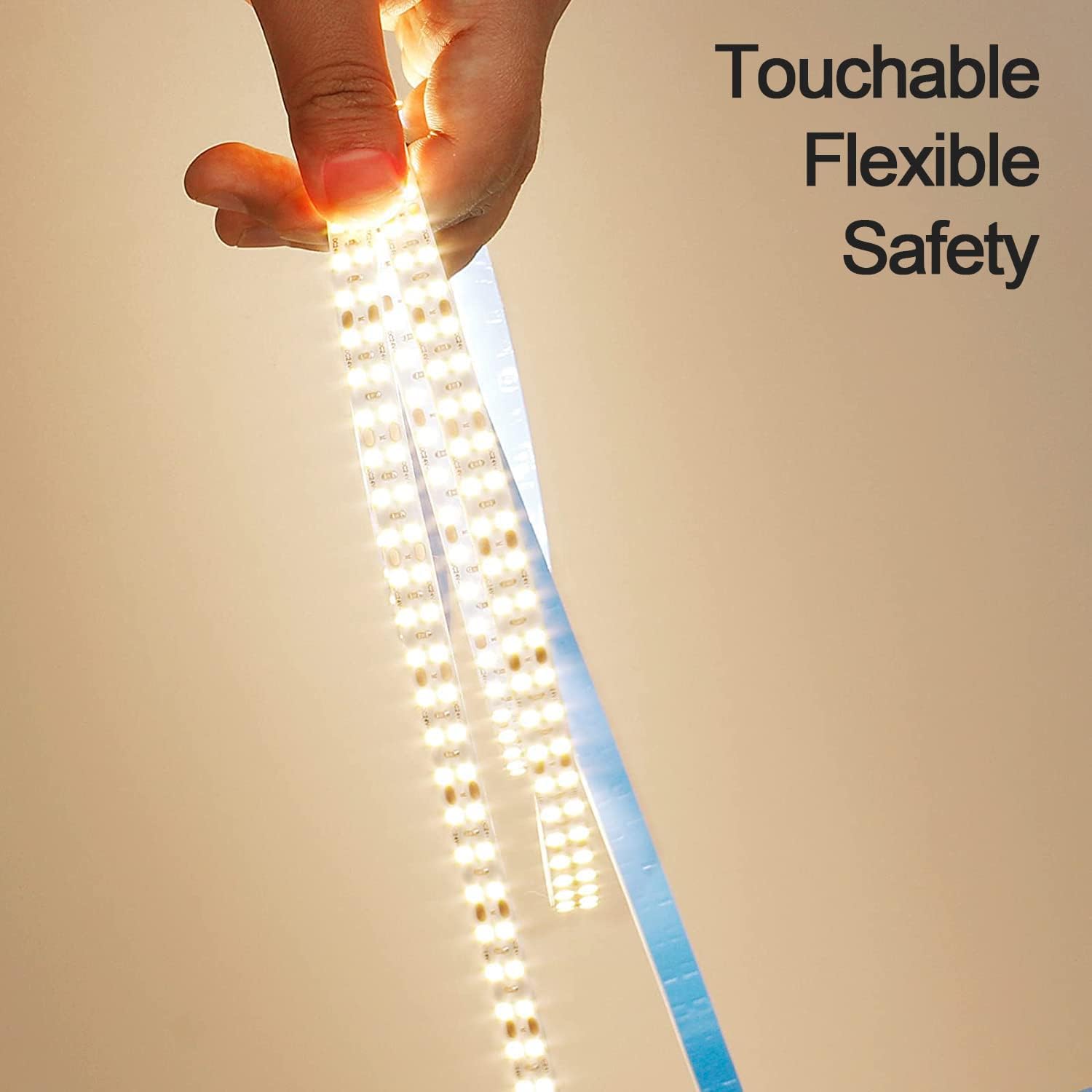 24V 32.8ft(10M) Double Row LED Strip Light Natural White 4000K 2400LEDs 2835SMD 160W High Brightness 11000LM No-Waterproof IP20 Flexible Ribbon for Kitchen Hallways Decoration(No Power Supply)