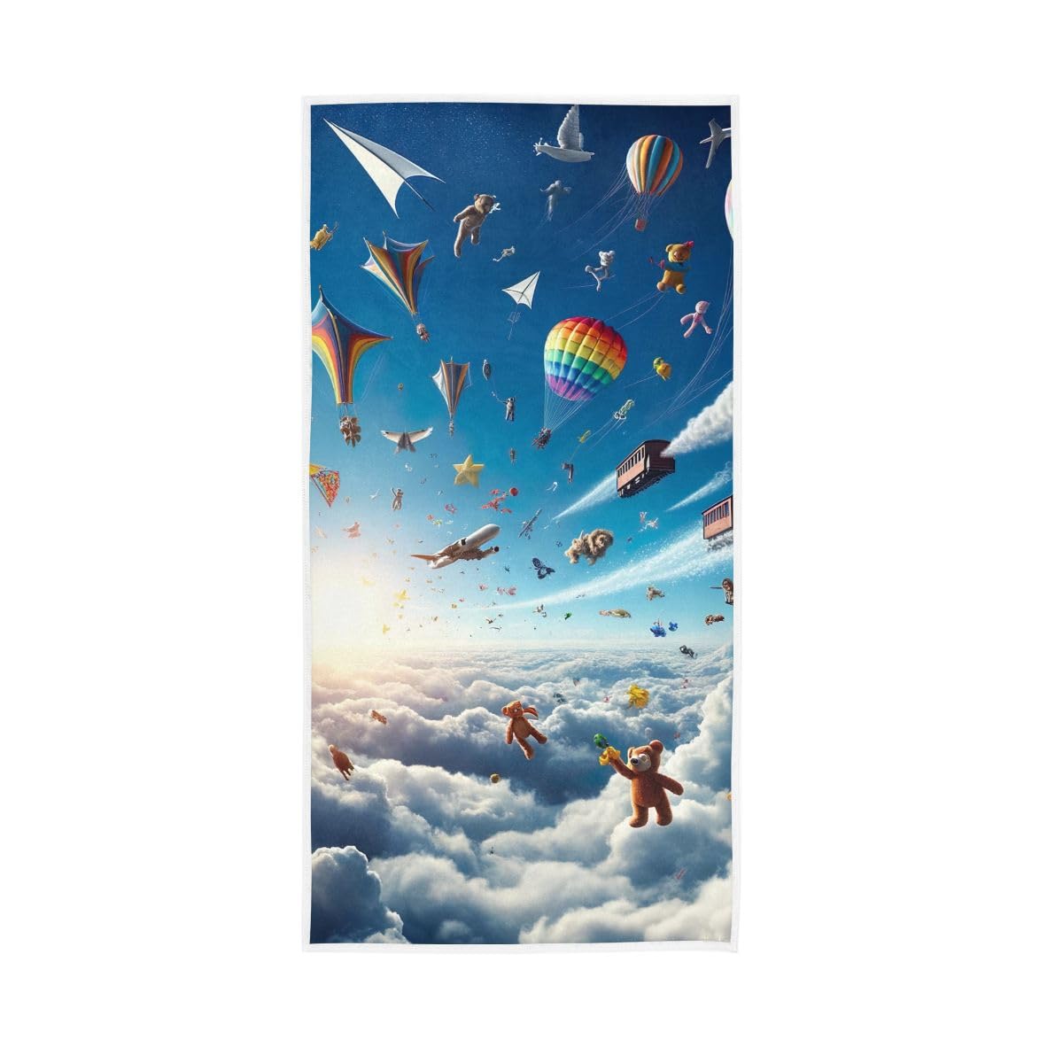 HUYGD Cartoon Sky Hand Towel Cotton Absorbent Soft Decorative Towel for Bathroom 15 x 30 Inch