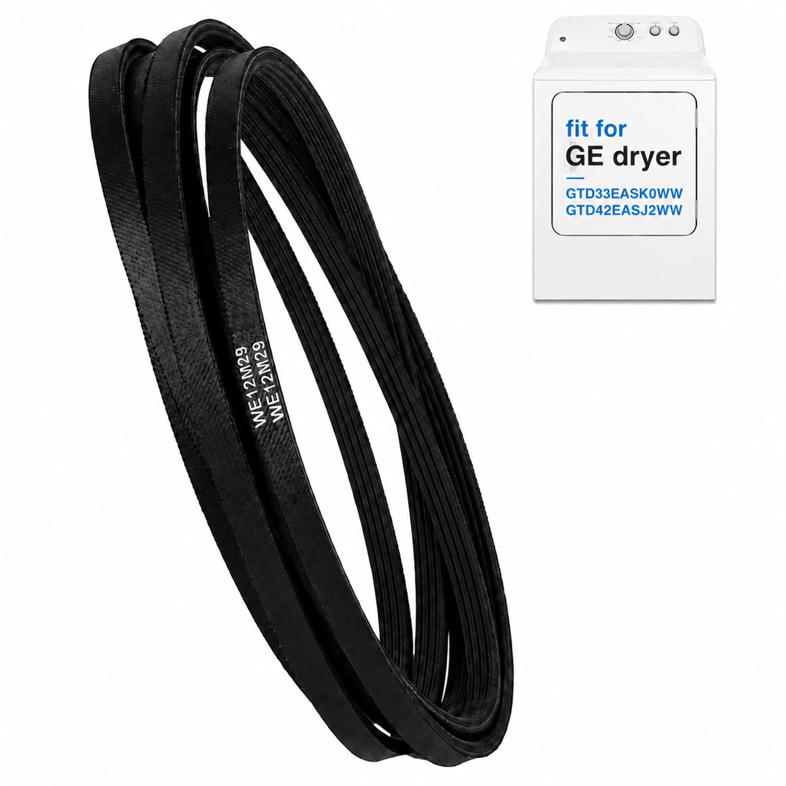 WE12M29 WE03X29897 Dryer Belt Compatible With GE(General Electric)/Hotpoint, Replace For Dryer Drum Drive Belt WE12M22, 137292700, WE120122, AP4565702, PS3408299, 134163500, GTD33eask0ww, GTD42easj2ww-image-30