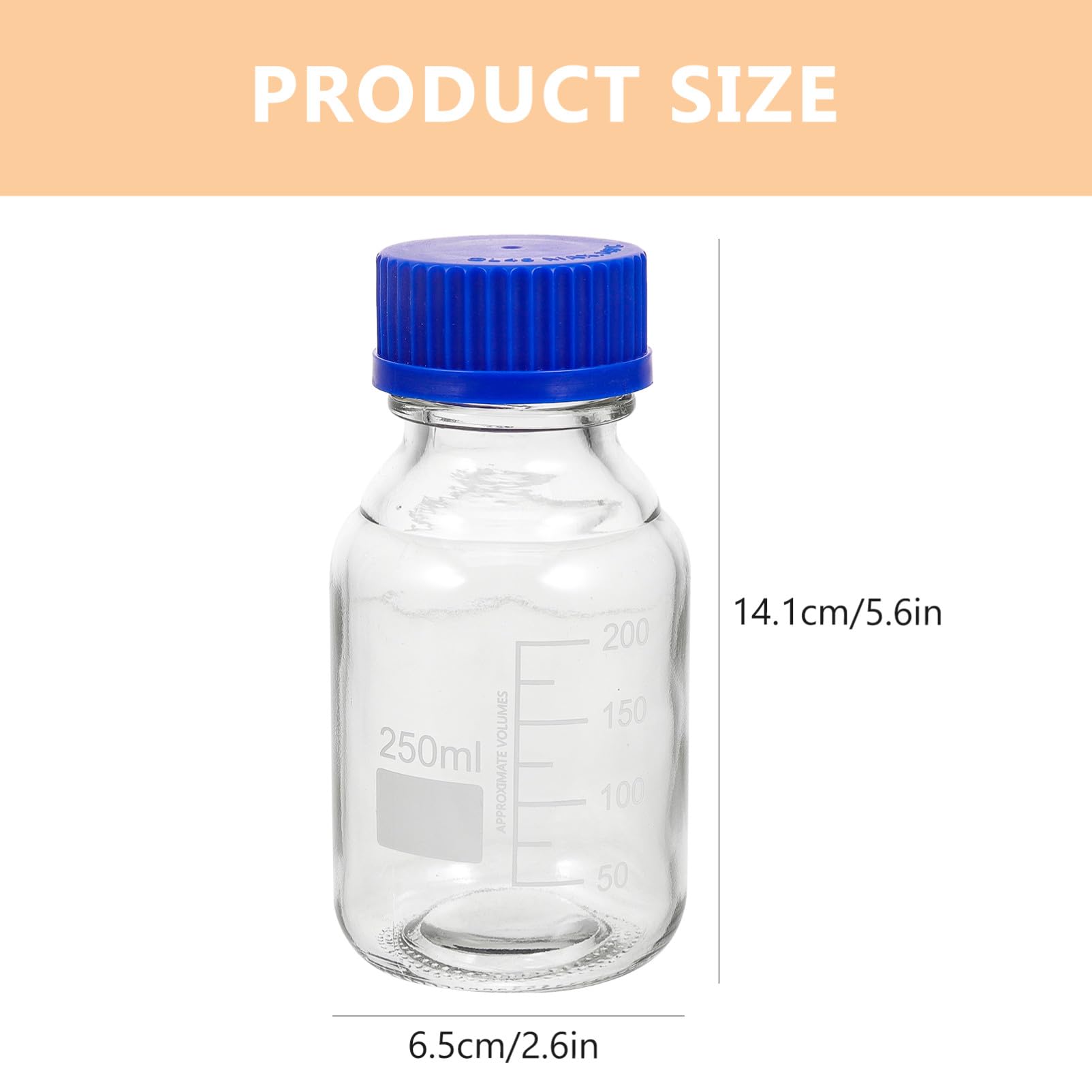 Bottiglie di Reagente in Vetro da 250ml Set da 4 Resistenti a Rotture con Tappo a Vite Blu e Multiuso per Laboratorio Chimico o Fabbrica
