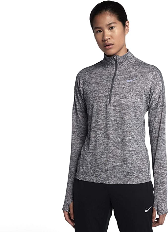 nike women's half zip running top grey