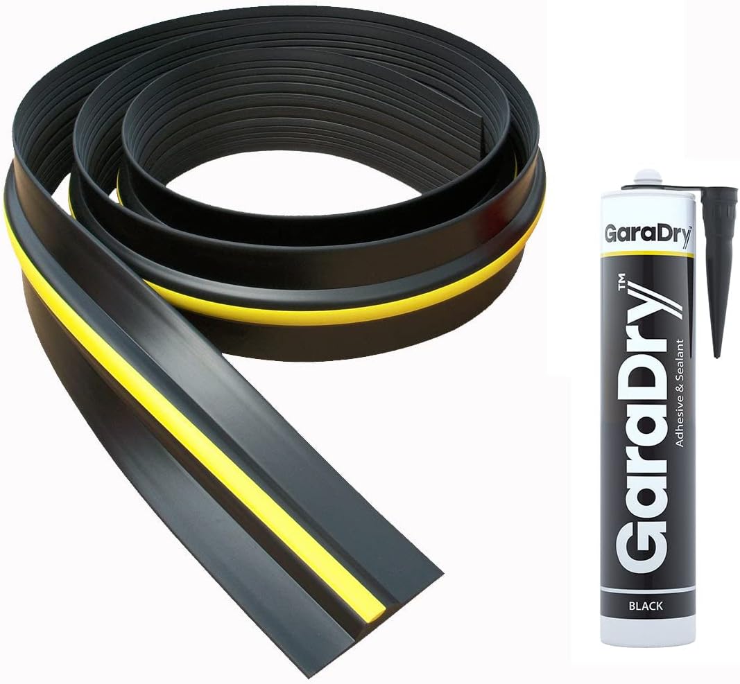 ½” High Garage Door Threshold Seal Kit 8’3” Length | Flexible PVC | Complete Kit Includes Adhesive | GaraDry