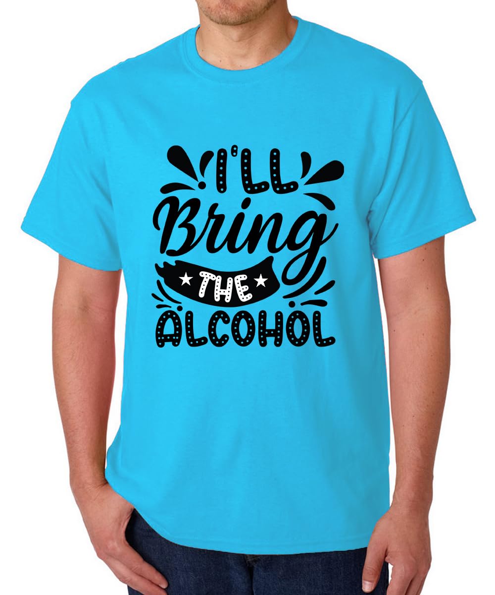 Men's Cotton Printed T-Shirt -Bring Alcohol | 100% Cotton | Half Sleeves | Regular Fit | Printed | Round Neck | Graphic T Shirt
