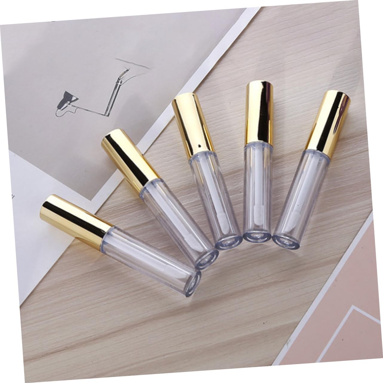 Tubetto Lucidalabbra Vuoto 10ml Plastica Oro, 40 Pezzi | Lip Oil e Lip Liquid, Uso Makeup, Leggero e Portatile, Confezione da 40