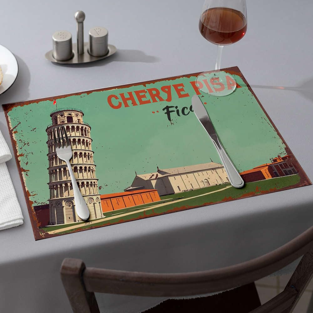 Sets de table jaunes Pisa par 6 pour égayer vos repas de fête et dîners en famille