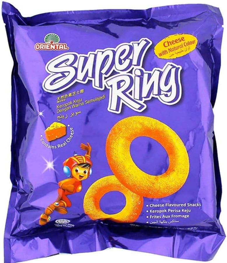 Oriental Malaysia Super Ring Classic Cheese Flavour Snack Family Pack Biscuit Biskut Teatime Halal Food Snacks Malaysia 14g x 8 Packs (per family pack)