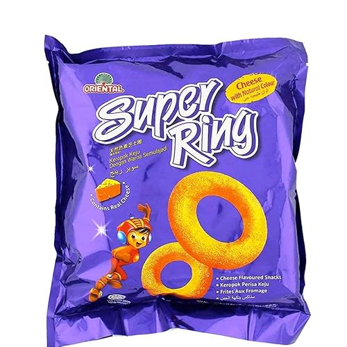 Oriental Malaysia Super Ring Classic Cheese Flavour Snack Family Pack Biscuit Biskut Teatime Halal Food Snacks Malasia 0.49 oz x 8 paquetes (por