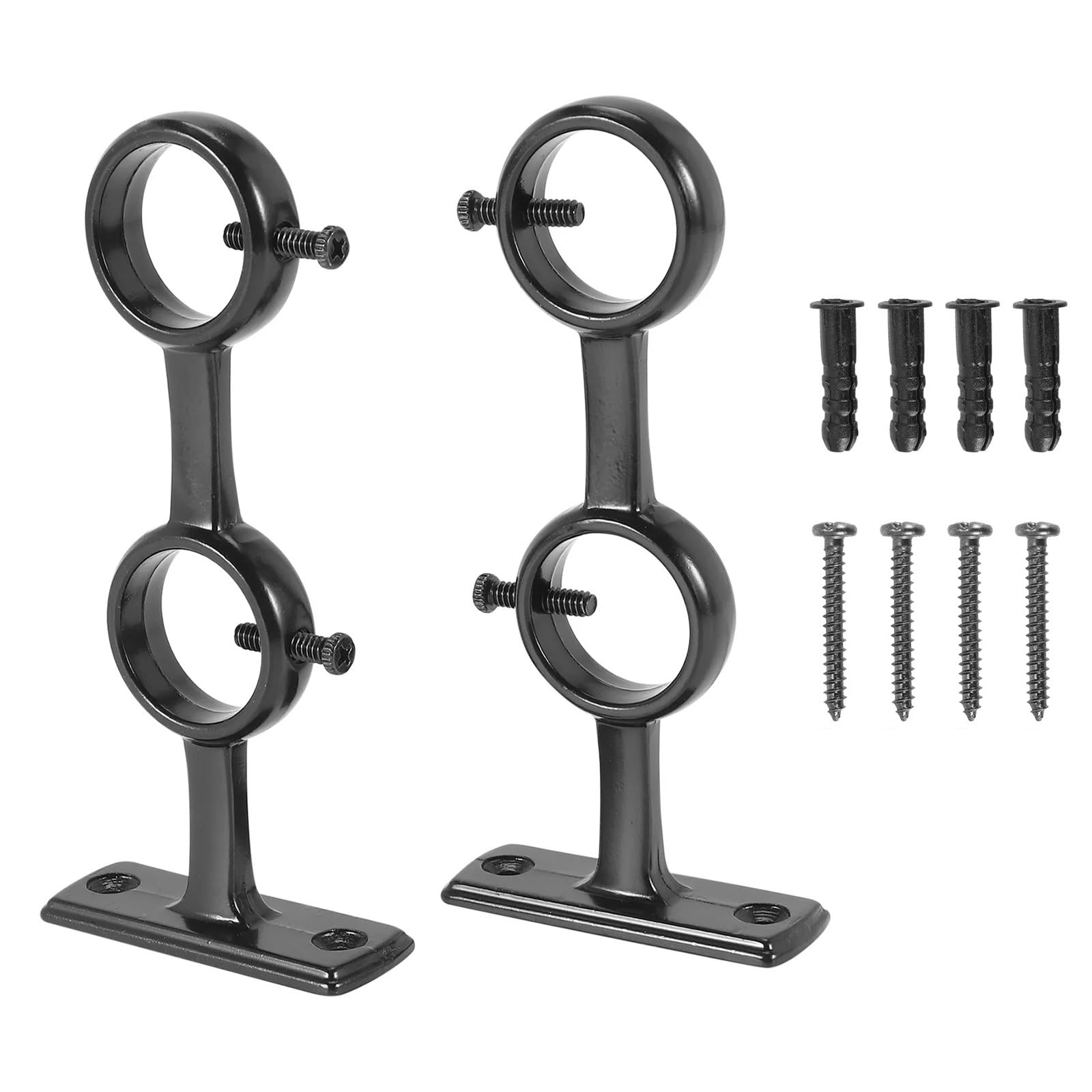 RUWLFE 2 Pcs Double Curtain Rod Holder, Brackets Hooks for Living Room Bedroom Rods for Poles, Wall Rod