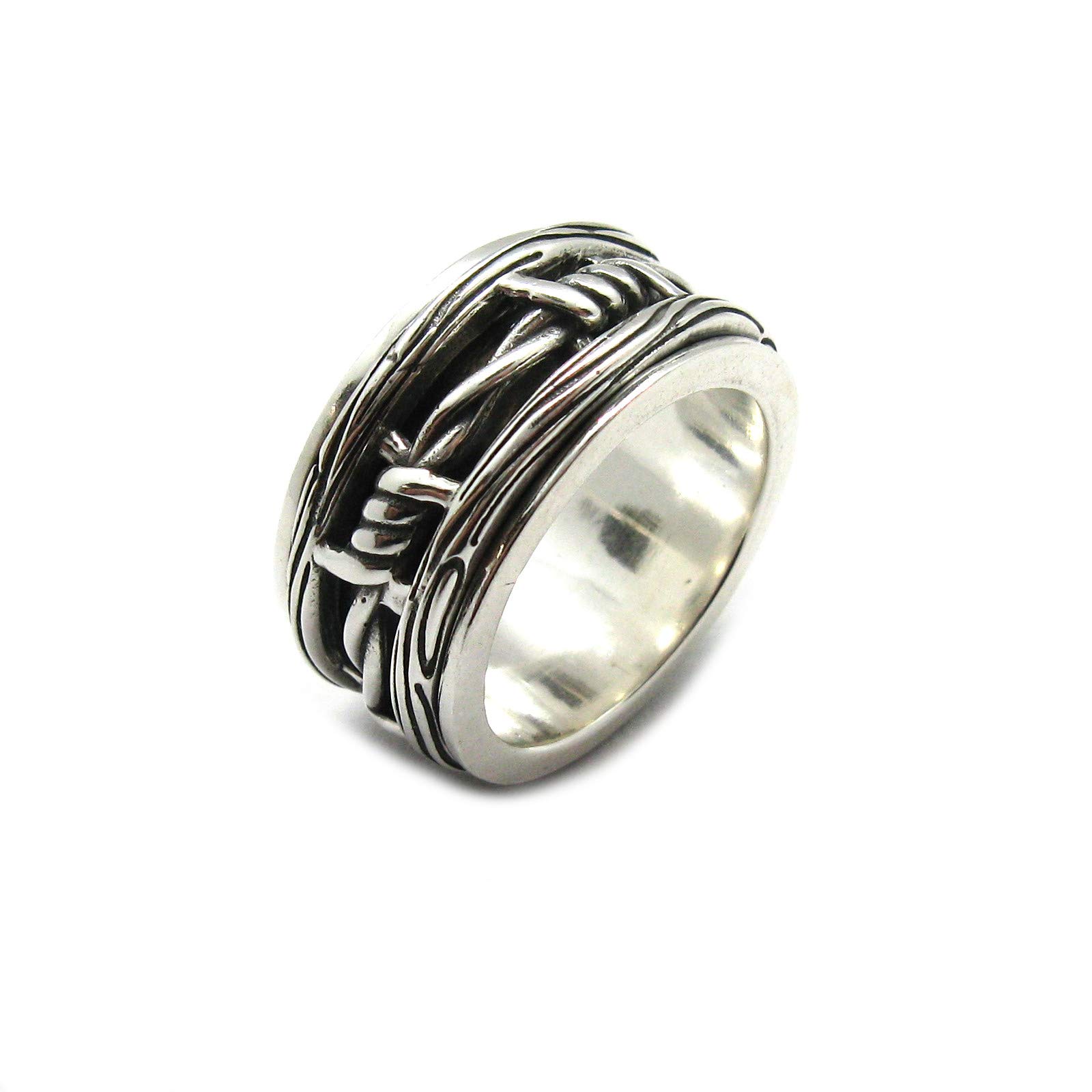 Anillo giratorio de plata de lay sólido 925 Alambre de espino R001944 Empress