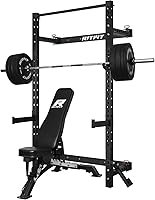 Vista 12 de RitFit 2.36'' x 2.36'' Folding Squat Rack for Home Gym, Wall Mounted Squat Rack with Attachments - Space Saving Squat Power Rack
