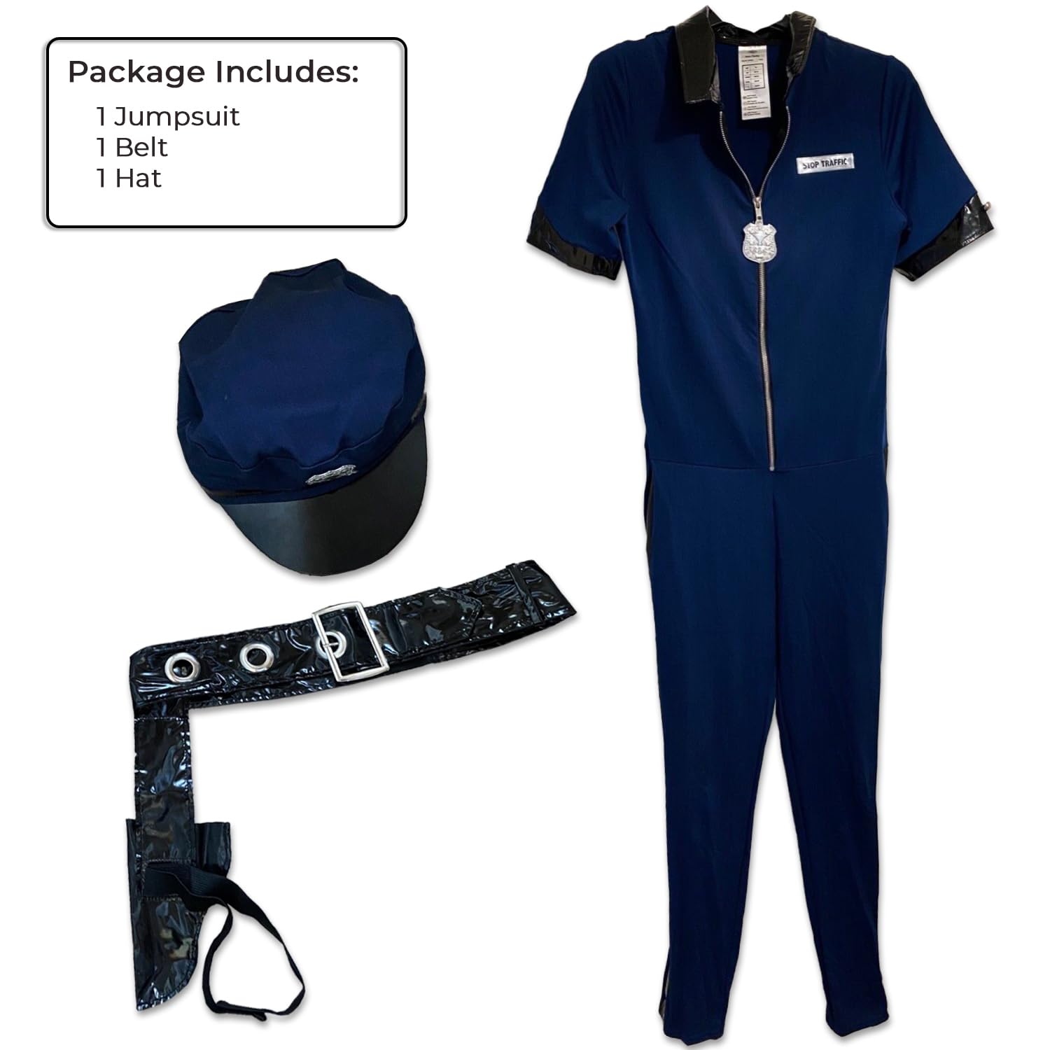 amscan Stop Traffic Officer Costume di Halloween da donna, include tuta, cappello, cintura con fondina
