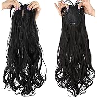 Vista 11 de 19.7 in de largo, sin costuras, con clip de aspecto natural, extensión de flecos laterales, para mujer, con cabello fino, lacio, color negro